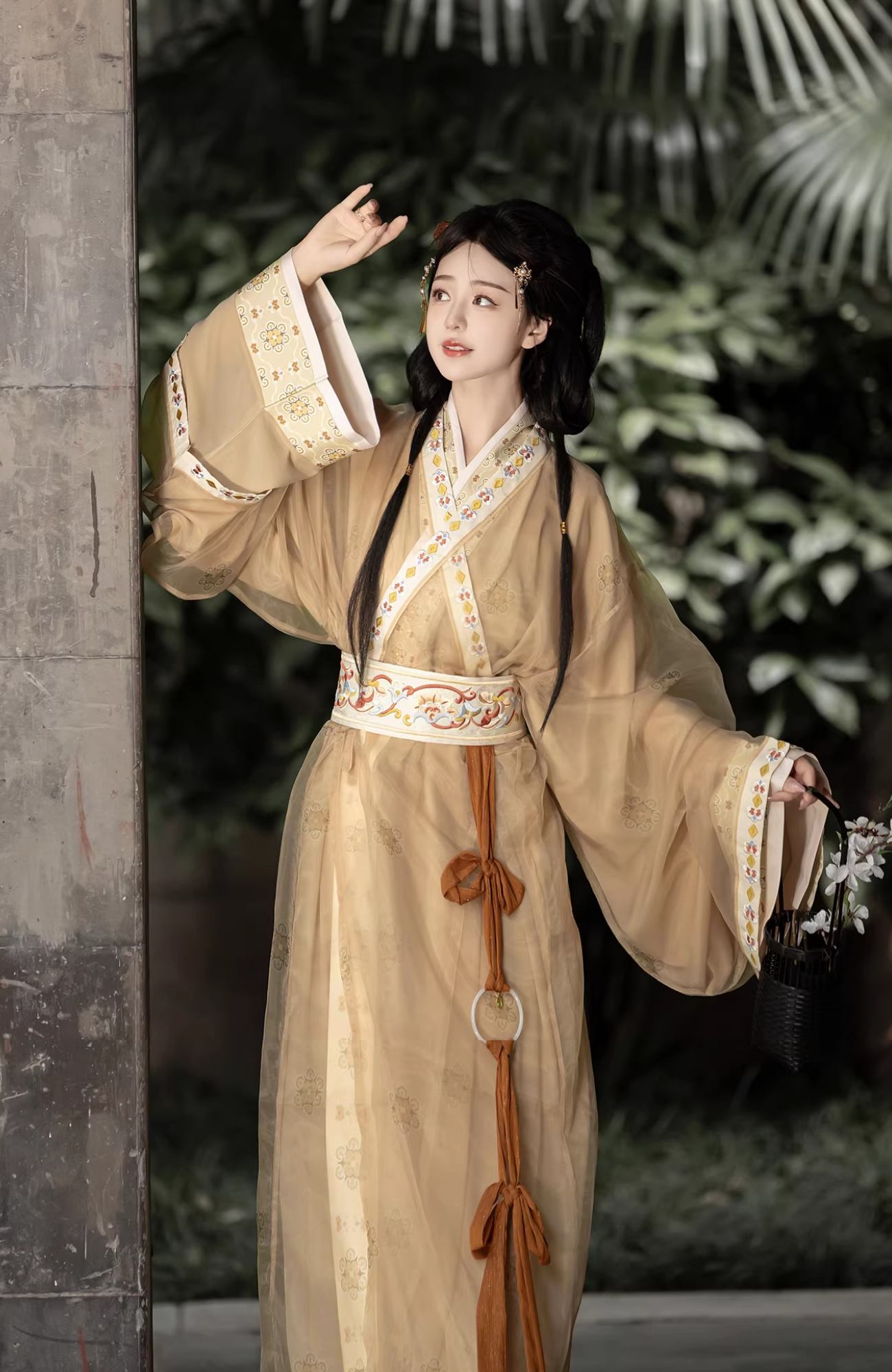 Bu Nian 不念 Loslassen Modernisierte Zhiju Robe mit geradem Saum im Stil der Streitenden Reiche, Komplettset
