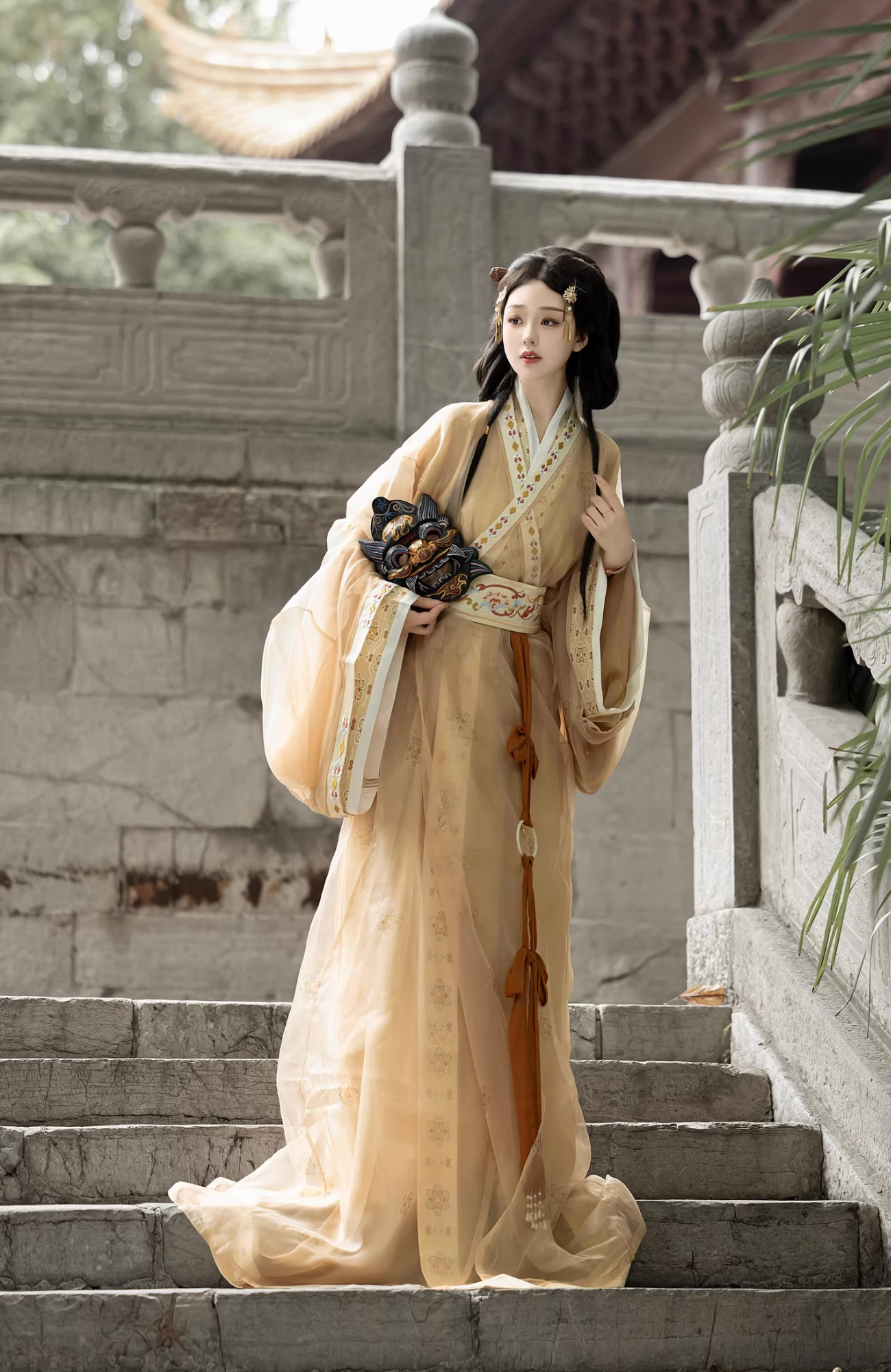 Bu Nian 不念 Loslassen Modernisierte Zhiju Robe mit geradem Saum im Stil der Streitenden Reiche, Komplettset