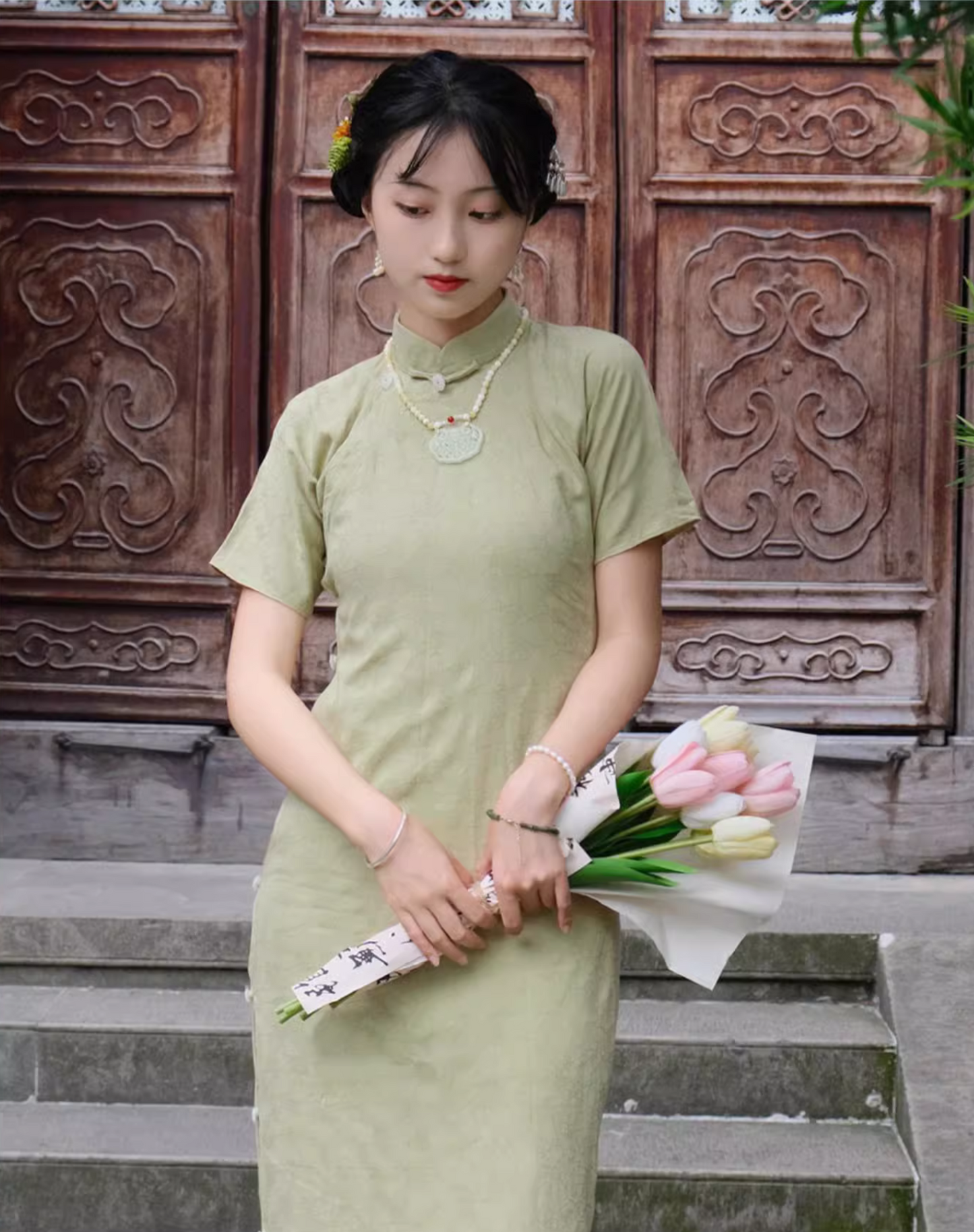 刨冰 純棉夏季粉彩旗袍 1930年代