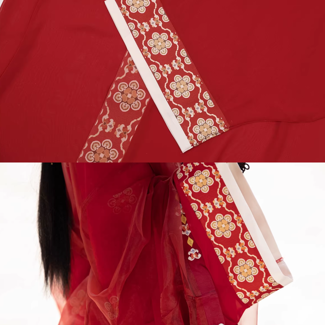 Bu Nian 不念 Loslassen Modernisierte Zhiju Robe mit geradem Saum im Stil der Streitenden Reiche, Komplettset