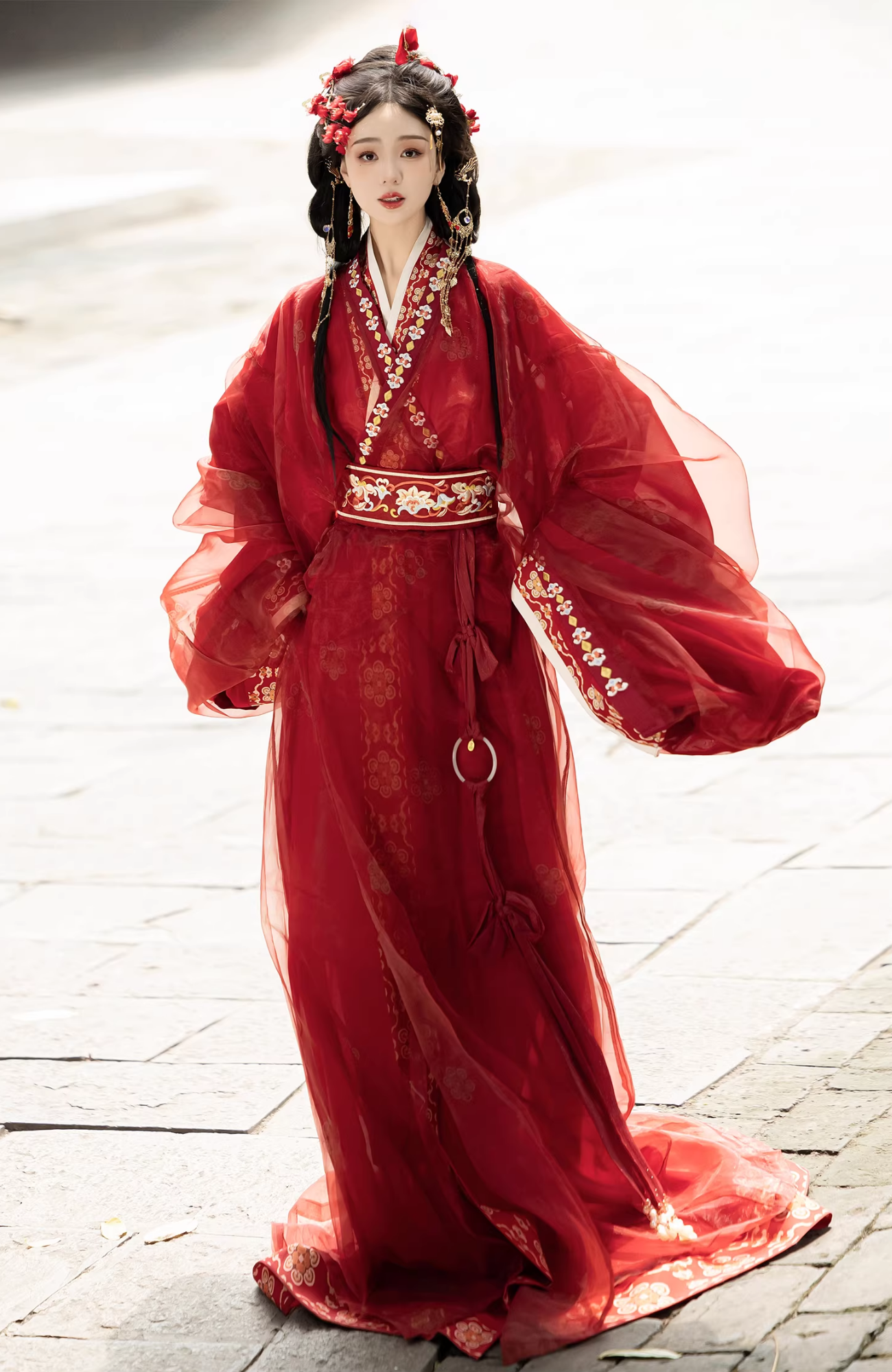 Bu Nian 不念 Loslassen Modernisierte Zhiju Robe mit geradem Saum im Stil der Streitenden Reiche, Komplettset