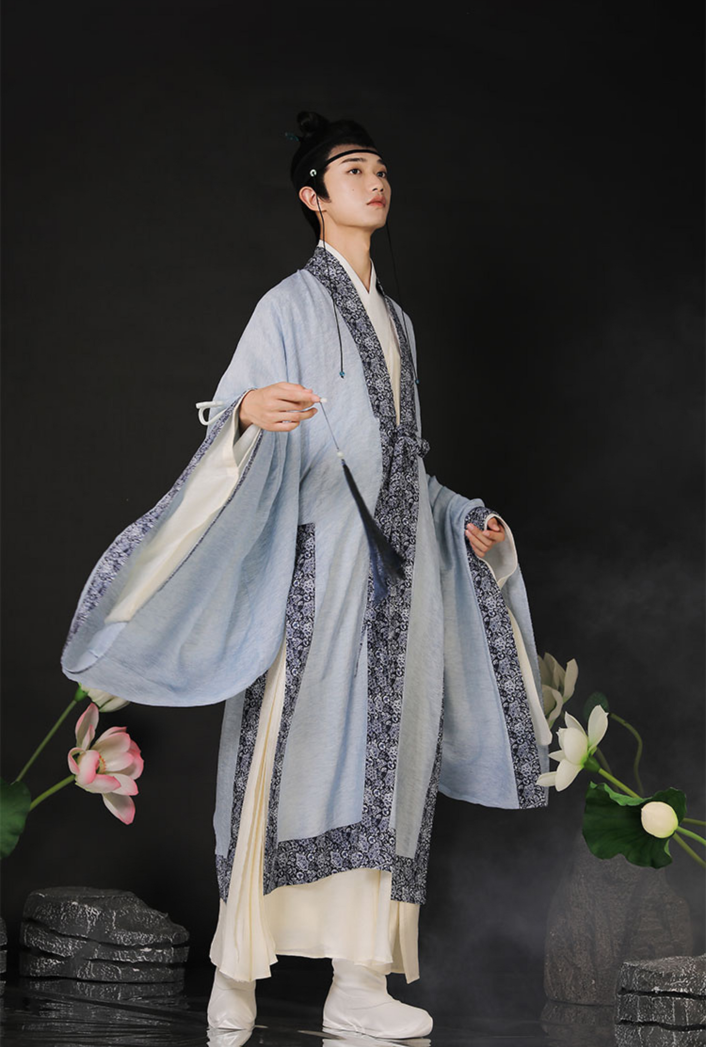 Cui Wei 翠微 Blauer Berg Leinenjacke für Herren aus der Ming-Dynastie für den Sommer