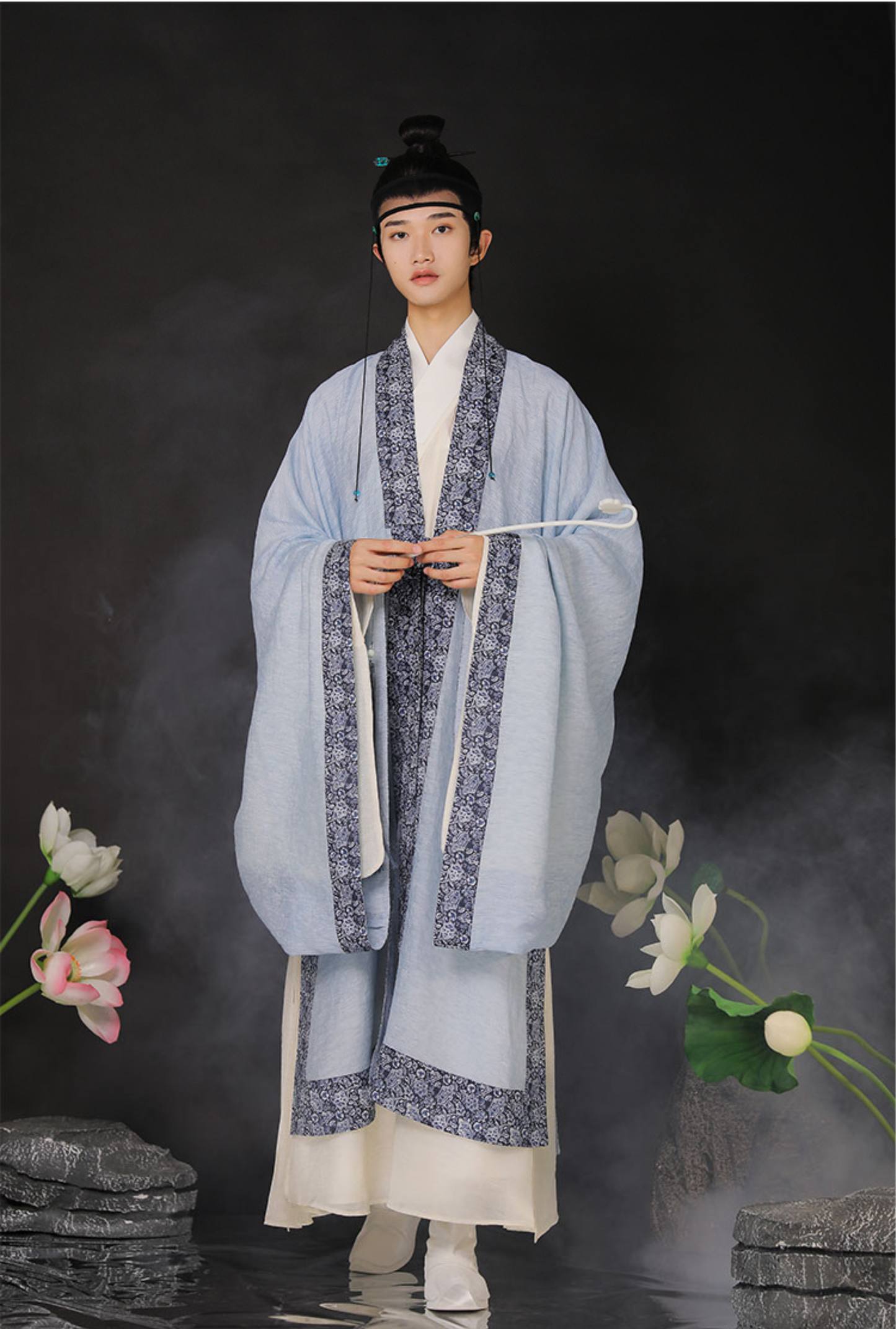 Cui Wei 翠微 Blauer Berg Leinenjacke für Herren aus der Ming-Dynastie für den Sommer
