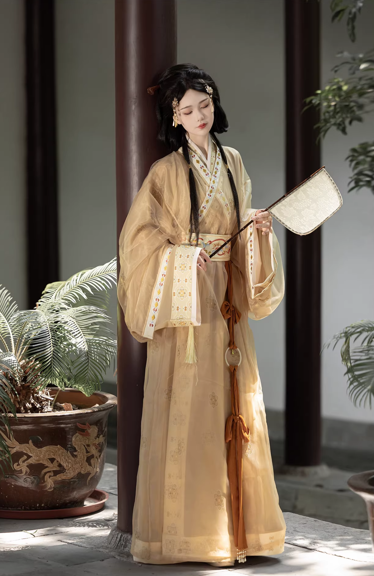 Bu Nian 不念 Loslassen Modernisierte Zhiju Robe mit geradem Saum im Stil der Streitenden Reiche, Komplettset