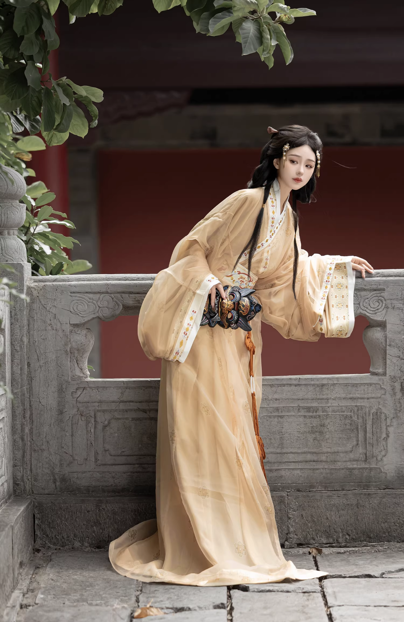 Bu Nian 不念 Loslassen Modernisierte Zhiju Robe mit geradem Saum im Stil der Streitenden Reiche, Komplettset