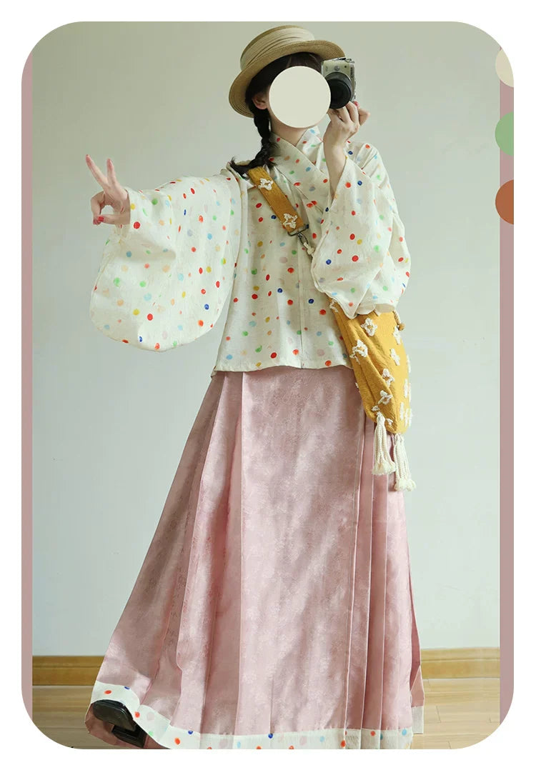 Zhao Munian 朝暮年Twilight Years Modernized Ming Dynasty Bijia Vest & Mamian Skirt Set