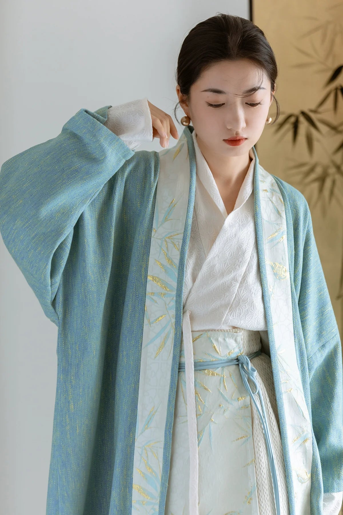 Azure 天藍現代化宋制褙子連片裙襦裙套裝