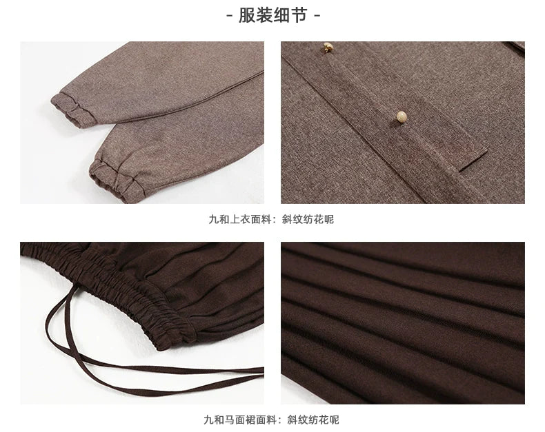 Gan Cao 甘草 Süßholz Modernisierter Ming-Dynastie Liling-Oberteil & Easy-Wear Mamian-Set