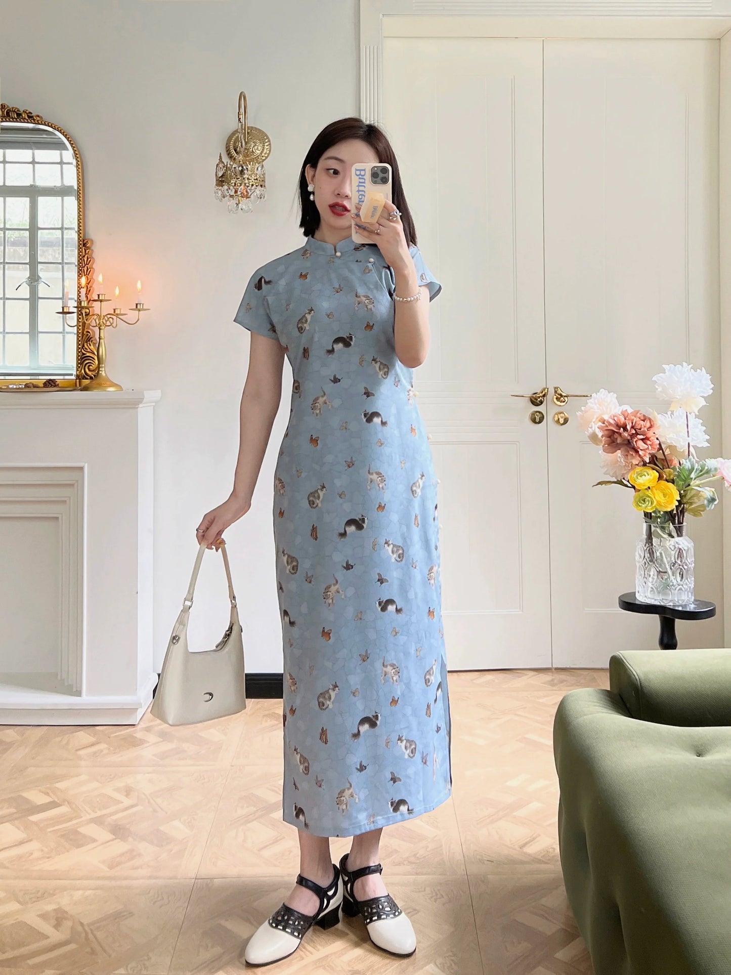Limao Xidie 狸猫戏蝶 Kitty & Butterfly Modernized Qipao