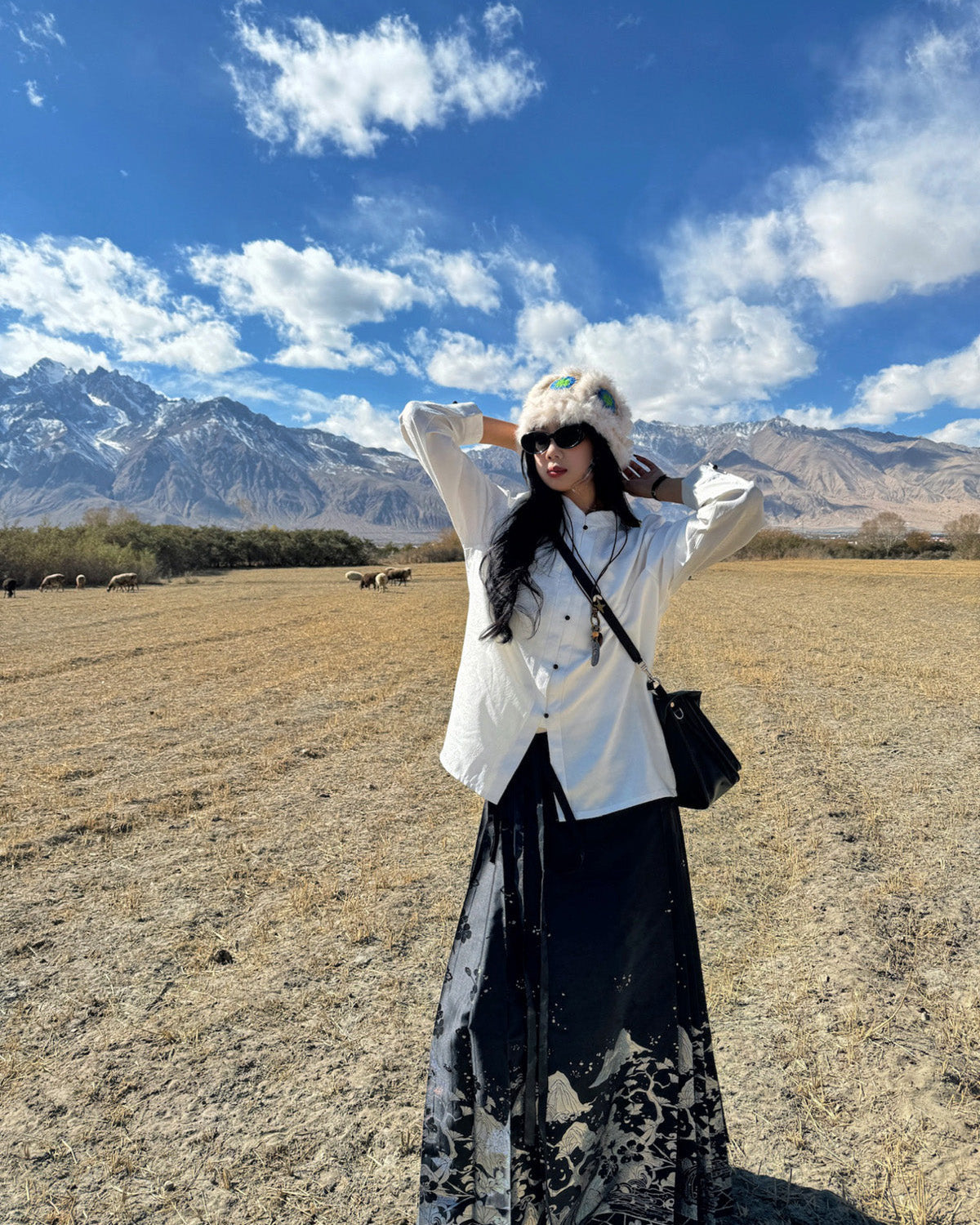 Jiang Ye 将夜 Night Clouds Modernized Hanfu Stehkragen Satintop