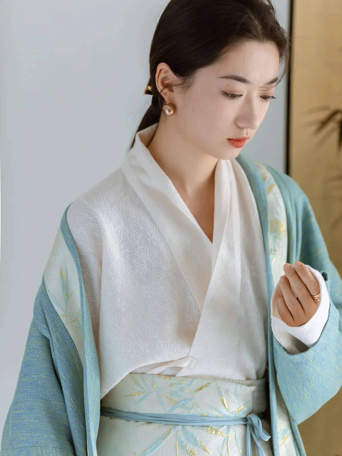 Azure 天藍現代化宋制褙子連片裙襦裙套裝