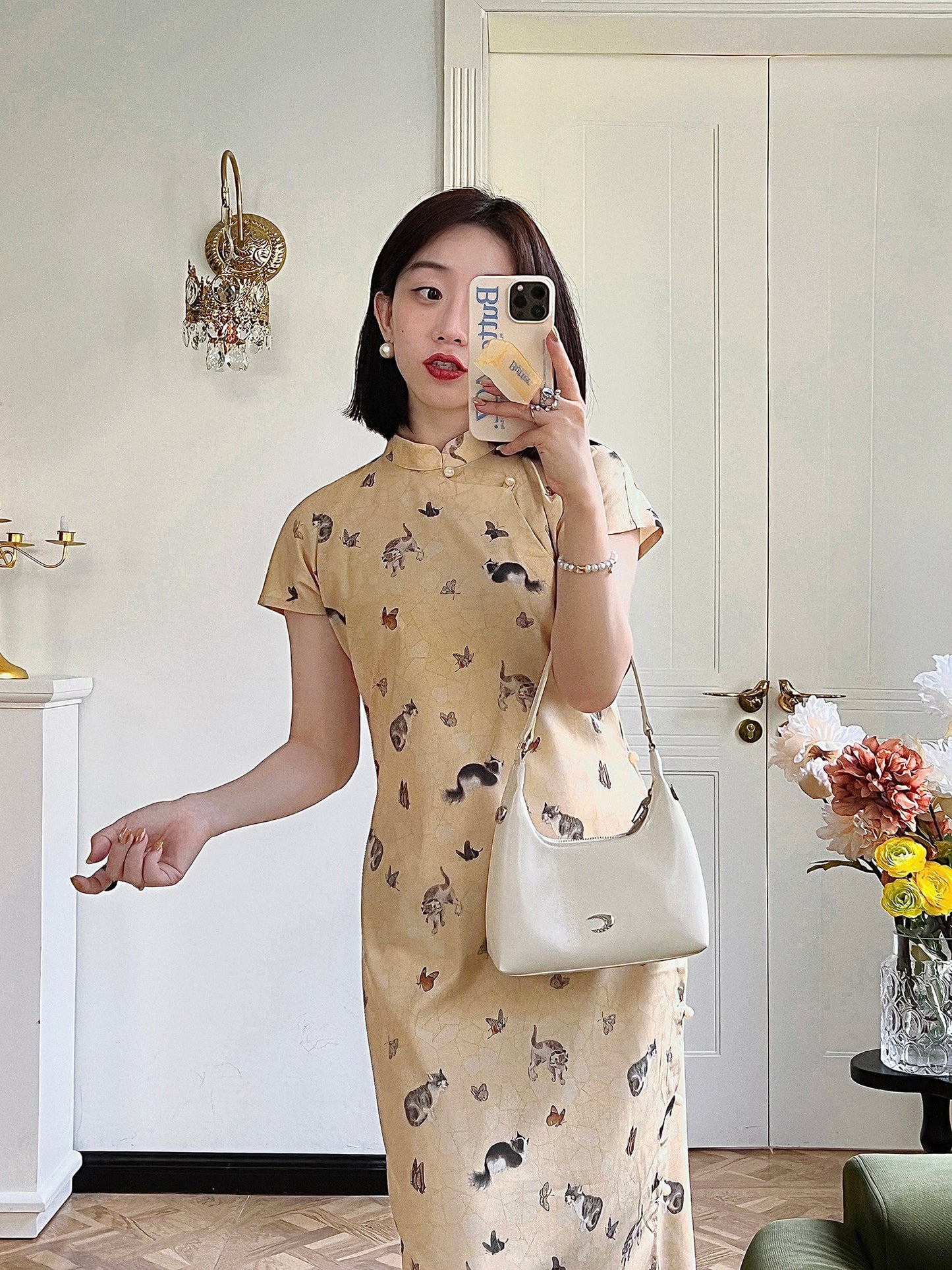 Limao Xidie 狸猫戏蝶 Kitty & Butterfly Modernized Qipao