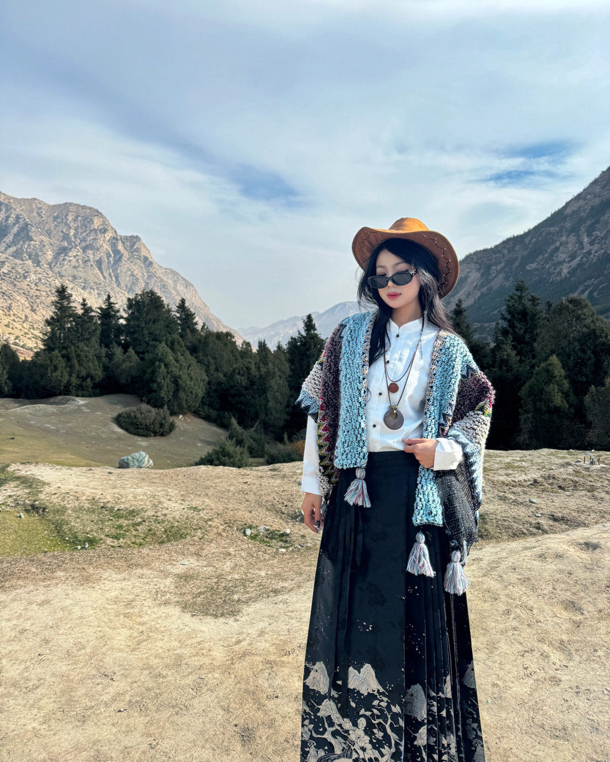 Jiang Ye 将夜 Night Clouds Modernized Hanfu Stehkragen Satintop