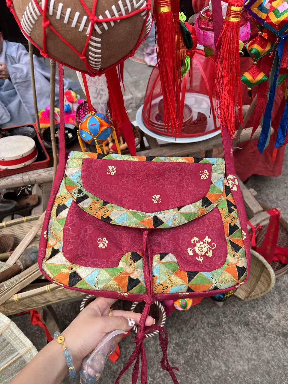 Ming Chu 明初 Early Ming Reproduction Brocade Shoulder Bag