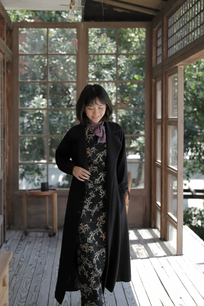 Mu Feng 沐风 „Reiner Wind“ A-linienförmiger Trenchcoat aus Wollmischung, inspiriert von den 1930er Jahren