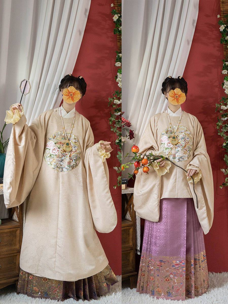 芍藥與龍 明制繡花圓領襖衫