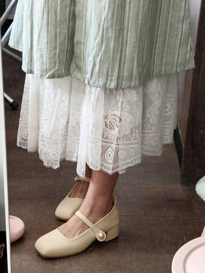 Lü Baihe 绿百合 Green Lily New Chinese Style Pure Cotton Round Collar Embroidered Day Dress