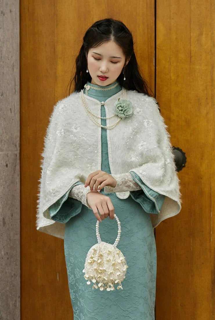 蘭草 蘭花 1930年代 純棉提花高領旗袍