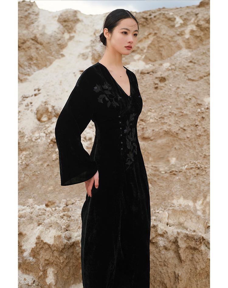 Ci Xiu 刺绣 Osmanthus Stickerei Samtkleid im neuen chinesischen Stil