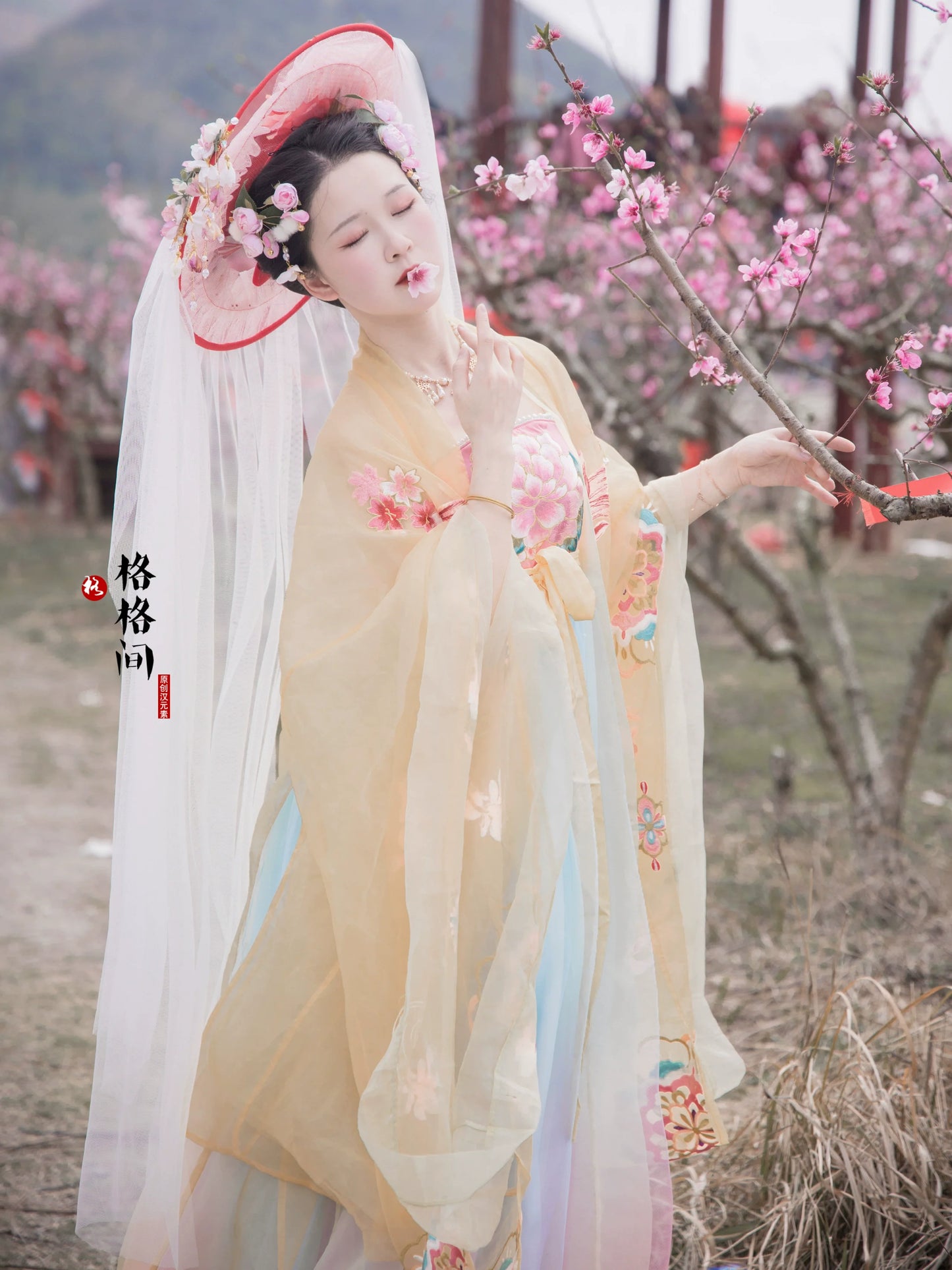 Chuan Zhu 串珠 Perlen Tang-Dynastie Modernisierter Weimao Schleierhut