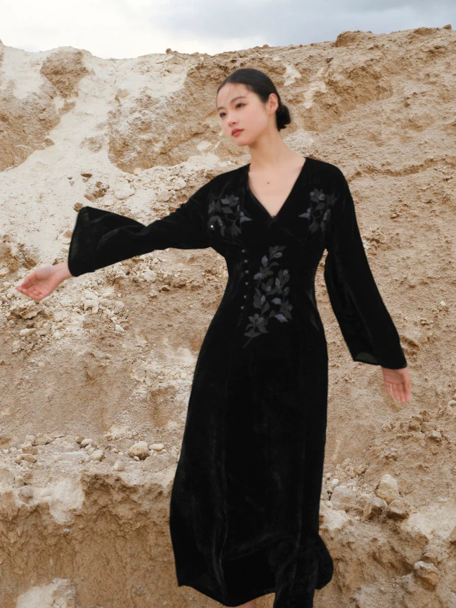 Ci Xiu 刺绣 Osmanthus Stickerei Samtkleid im neuen chinesischen Stil