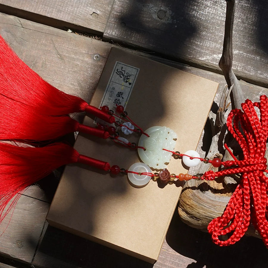 Yulou 玉楼 Jade Tower Tassel Belt Unisex Jade Hanfu Accessory