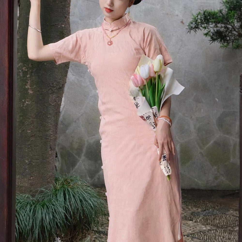 刨冰 純棉夏季粉彩旗袍 1930年代