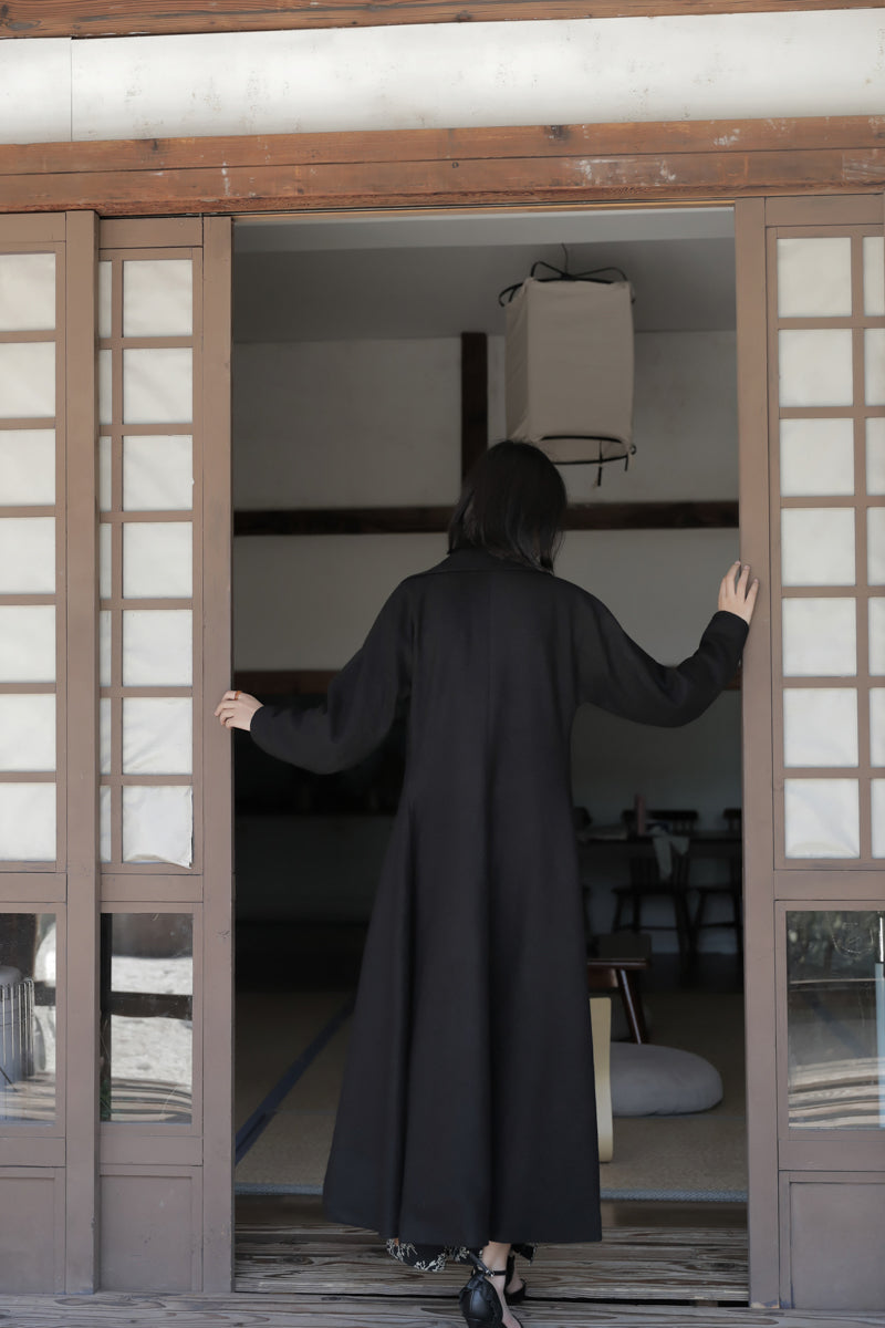 Mu Feng 沐风 „Reiner Wind“ A-linienförmiger Trenchcoat aus Wollmischung, inspiriert von den 1930er Jahren