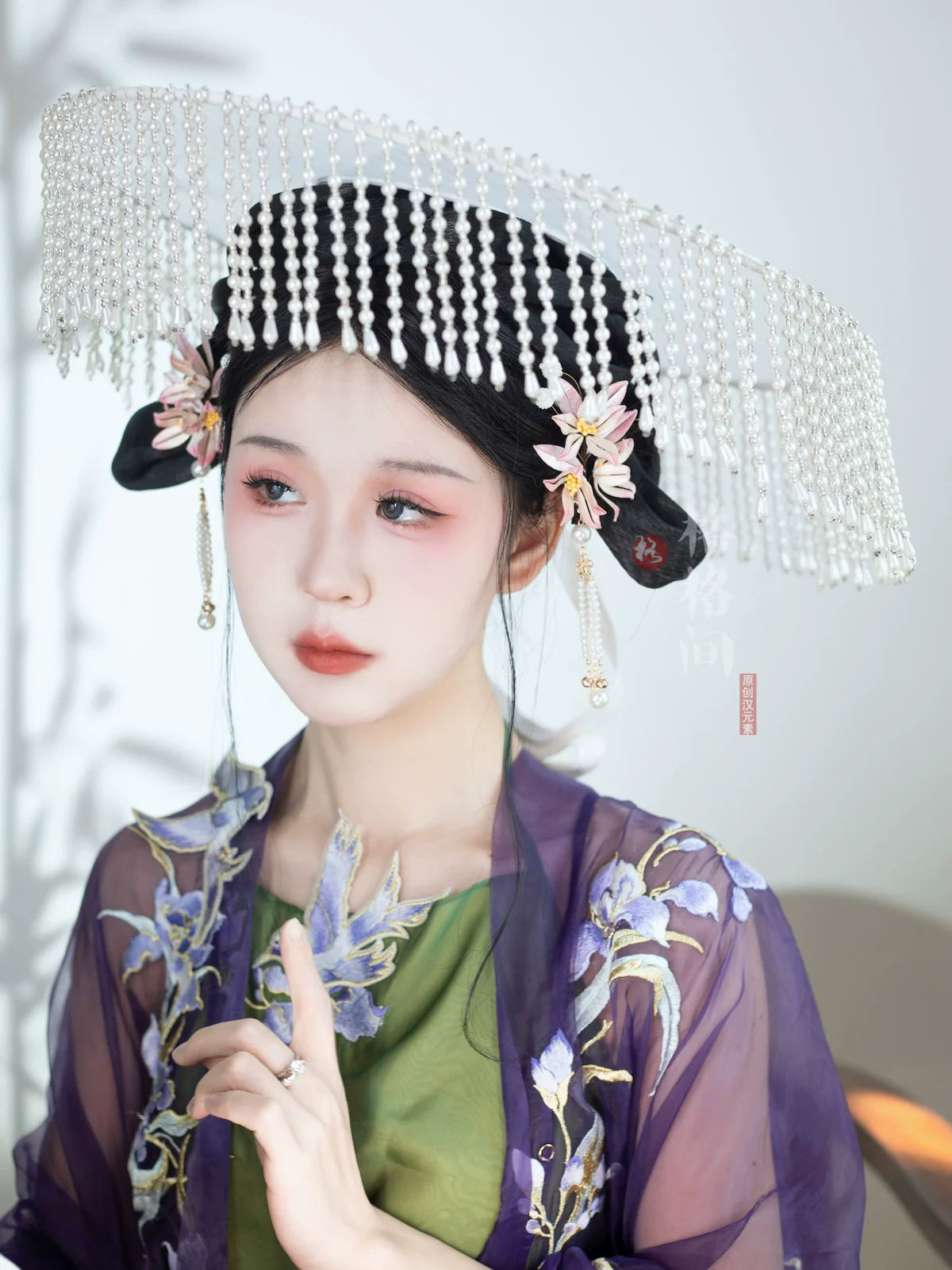 Chuan Zhu 串珠 Perlen Tang-Dynastie Modernisierter Weimao Schleierhut