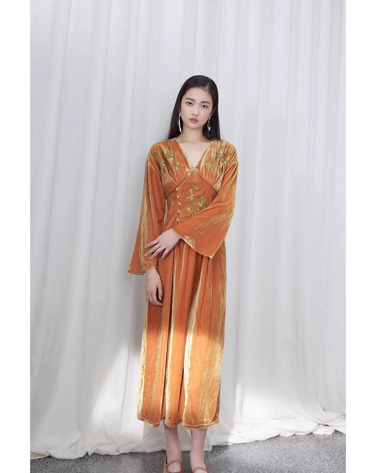 Ci Xiu 刺绣 Osmanthus Stickerei Samtkleid im neuen chinesischen Stil