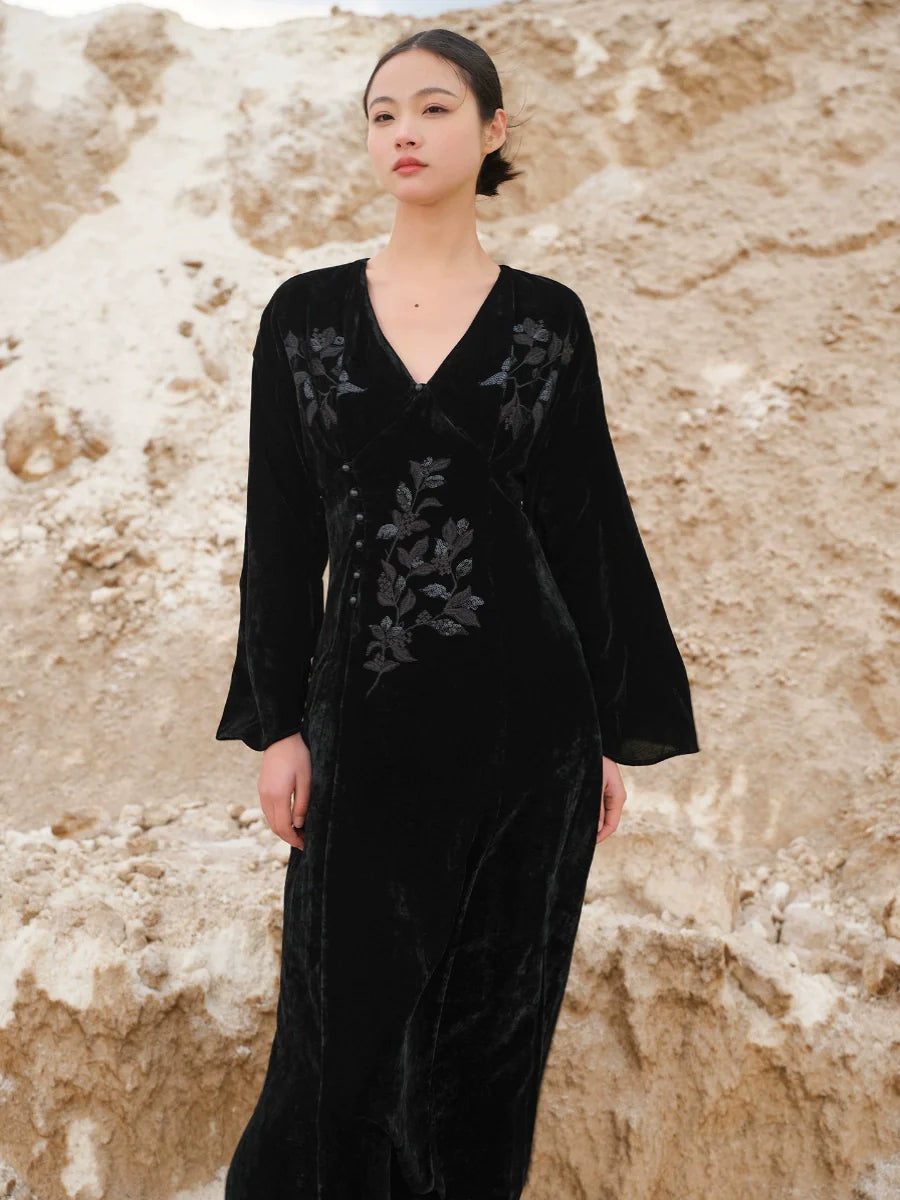 Ci Xiu 刺绣 Osmanthus Stickerei Samtkleid im neuen chinesischen Stil
