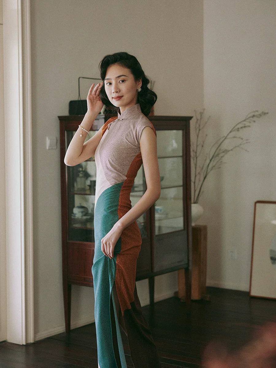 Molan Di 莫兰迪 Morandi Abstract Midcentury Daily Cap Sleeve Qipao