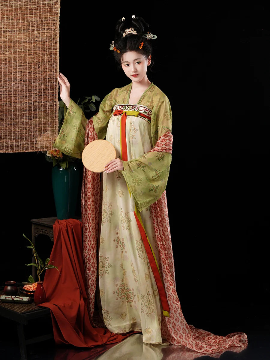 Qing Li 青璃 Bamboo Glaze Tang Dynasty Embroidered Hezi Restoration Qixiong Ruqun Set