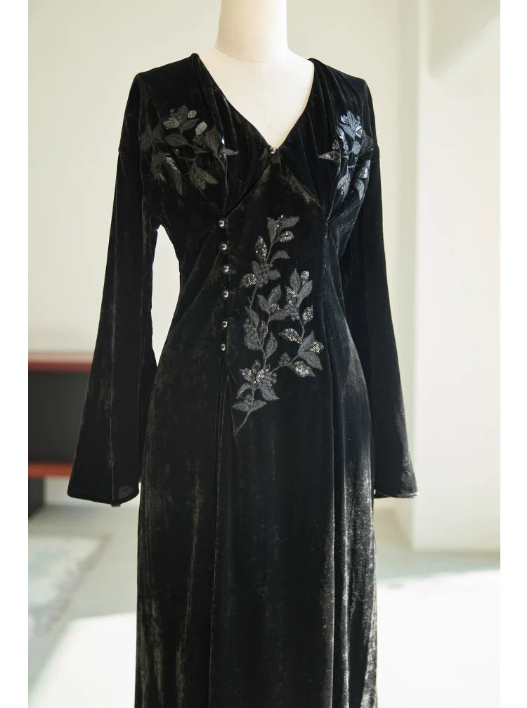 Ci Xiu 刺绣 Osmanthus Stickerei Samtkleid im neuen chinesischen Stil