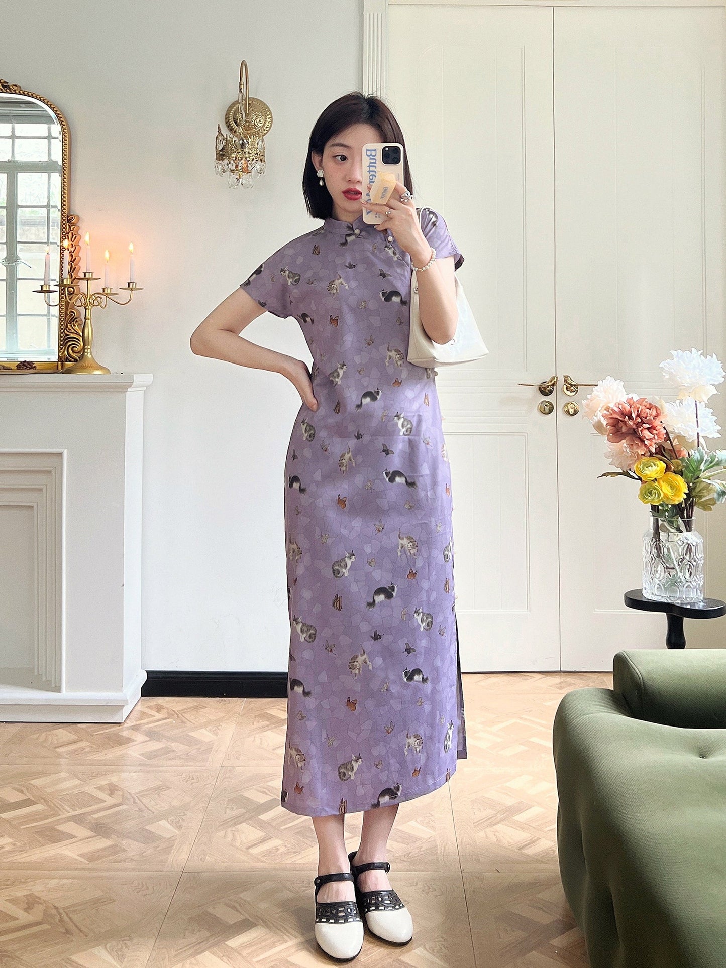 Limao Xidie 狸猫戏蝶 Kitty & Butterfly Modernized Qipao