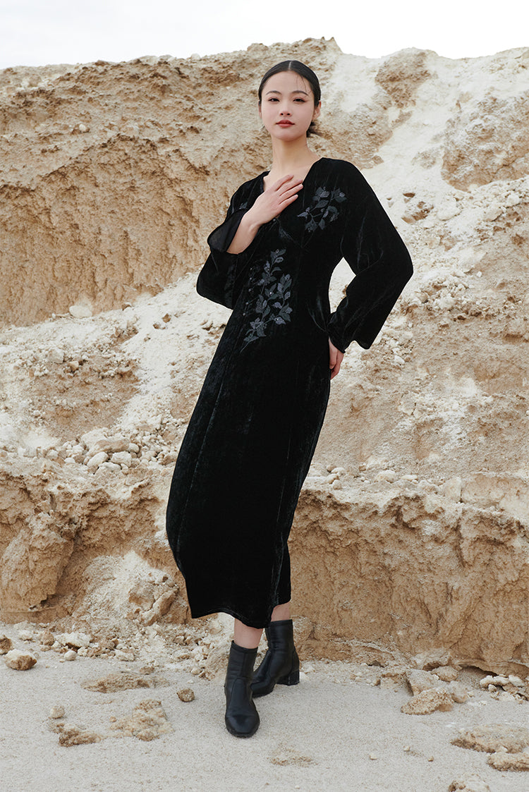 Ci Xiu 刺绣 Osmanthus Stickerei Samtkleid im neuen chinesischen Stil