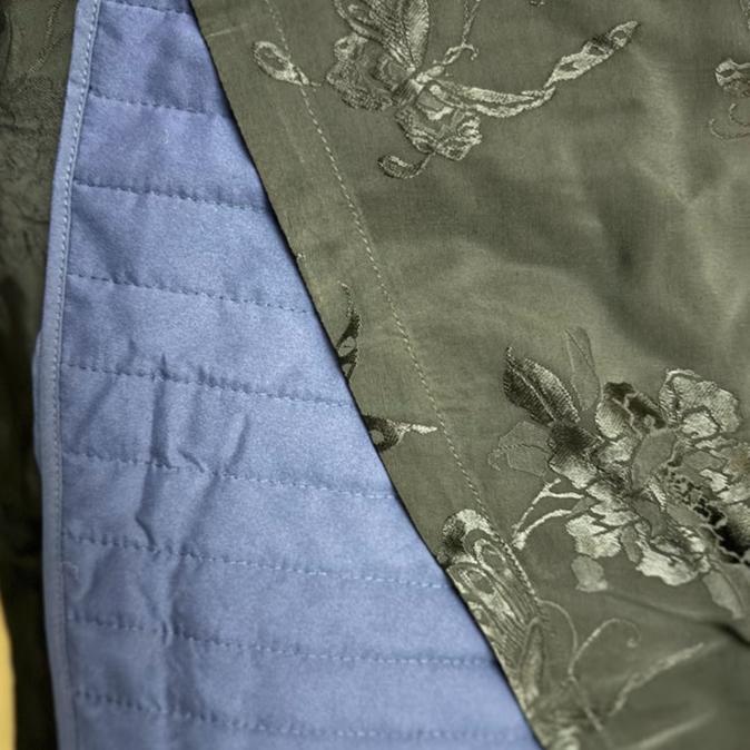 墨花隱 中華民國花卉提花冬季鋪棉中長裙