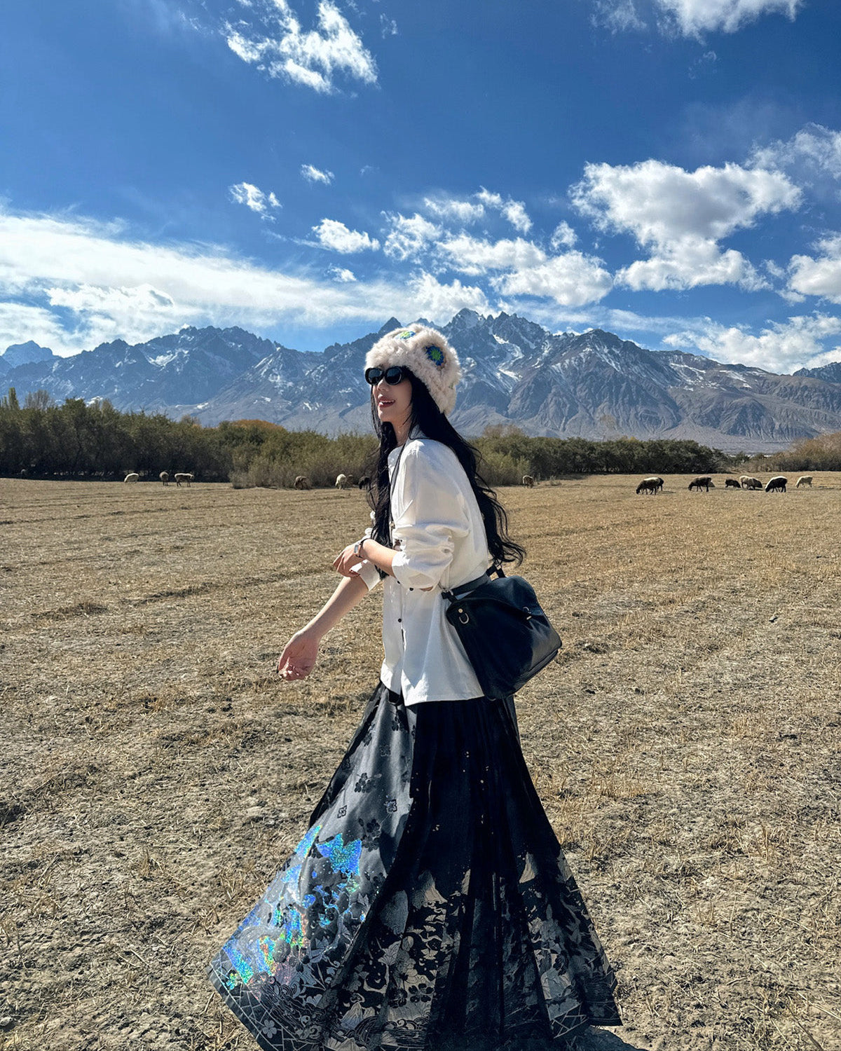 Jiang Ye 将夜 Night Clouds Modernized Hanfu Stehkragen Satintop