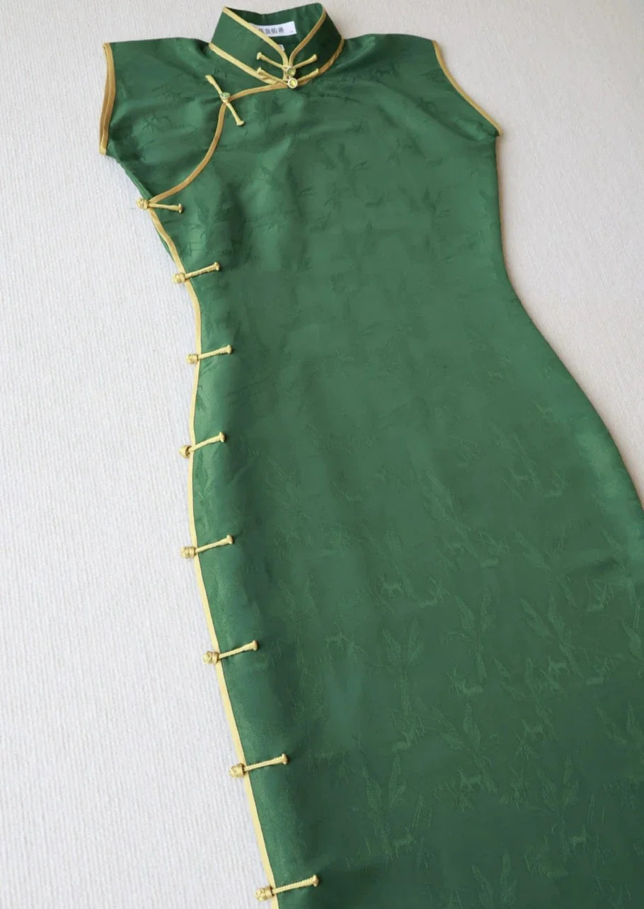 Tuotuo 妥妥 1940s Deer Imprint Summer Cap Sleeve Qipao