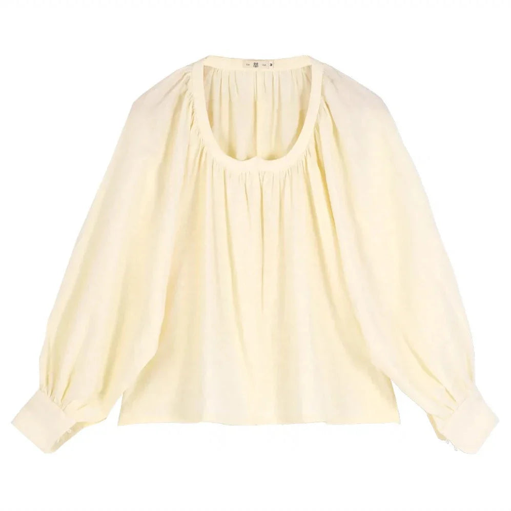 Freehand 写意 Modernized Tang Dynasty Tanling Peach Collar Pure Cotton Shirt