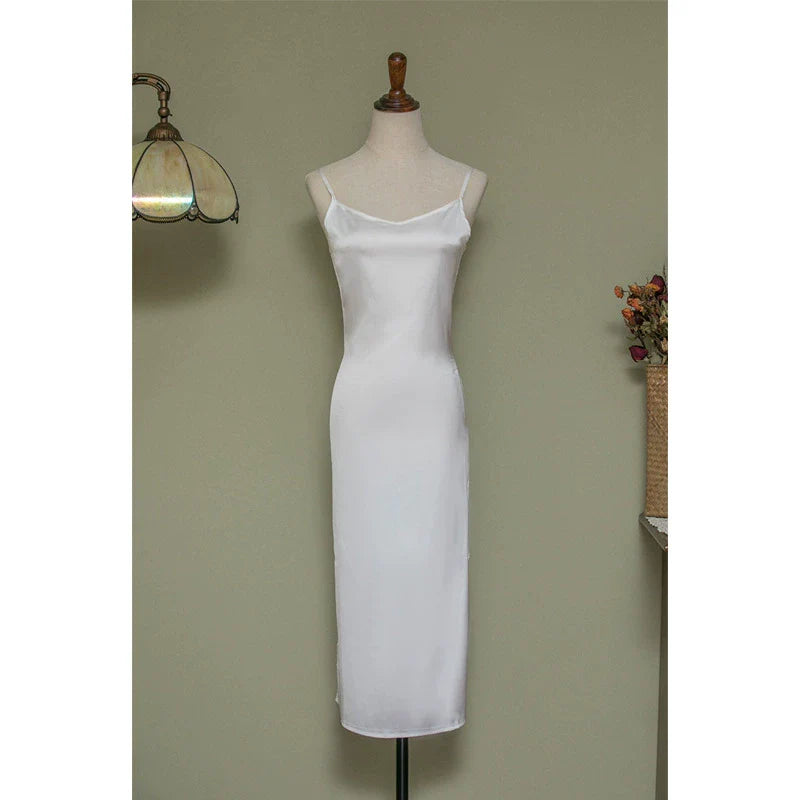 Satin Chiffon 缎面雪纺 Qipao Slip Dress Various Color Undergarments