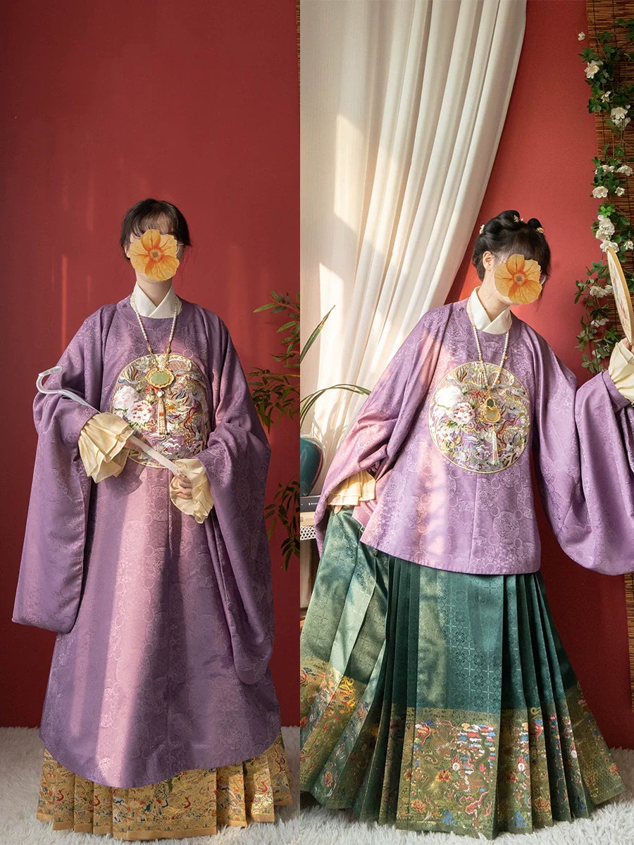 芍藥與龍 明制繡花圓領襖衫