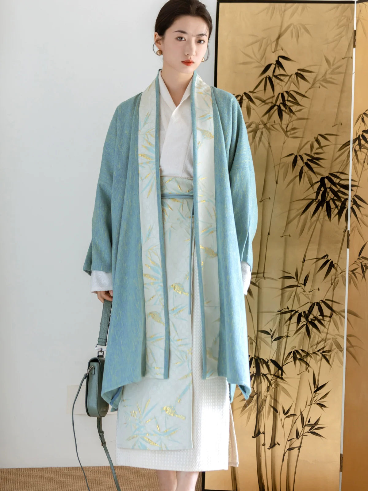 Azure 天藍現代化宋制褙子連片裙襦裙套裝