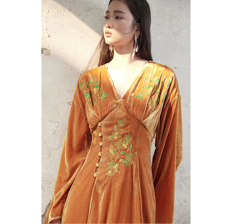 Ci Xiu 刺绣 Osmanthus Stickerei Samtkleid im neuen chinesischen Stil