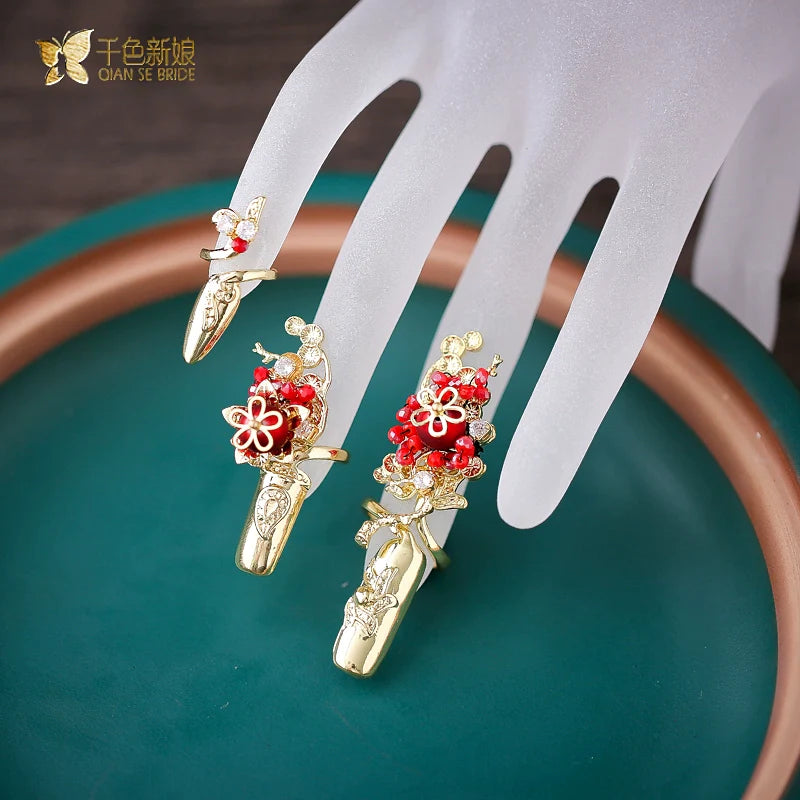 Lóng Huā 龙花 Drachenblume Fingernagelschützer im neuen chinesischen Stil