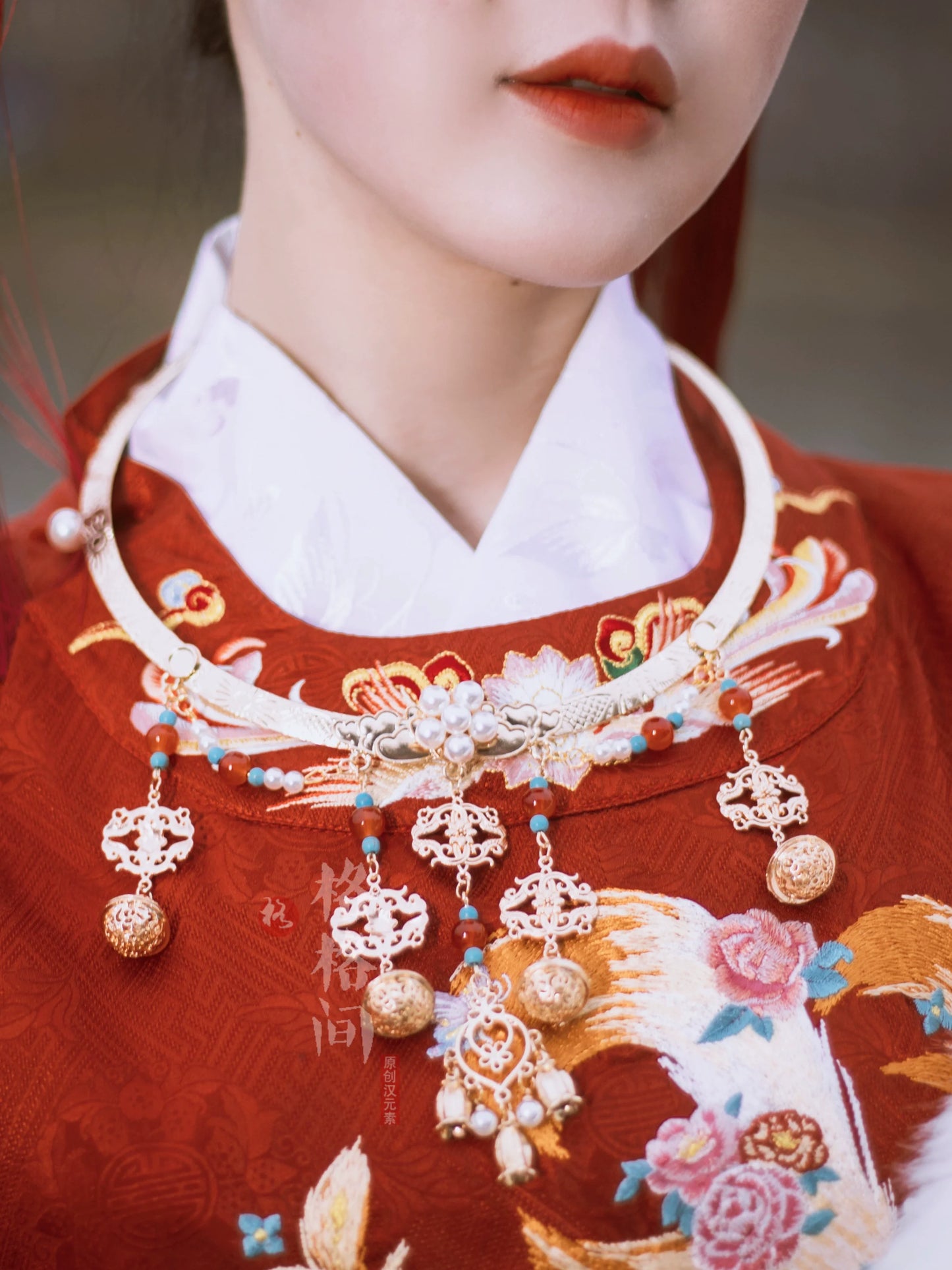 Pingan Suo 平安锁 Glocken & Medaillon der Ming-Dynastie mit Wolkenhalskette