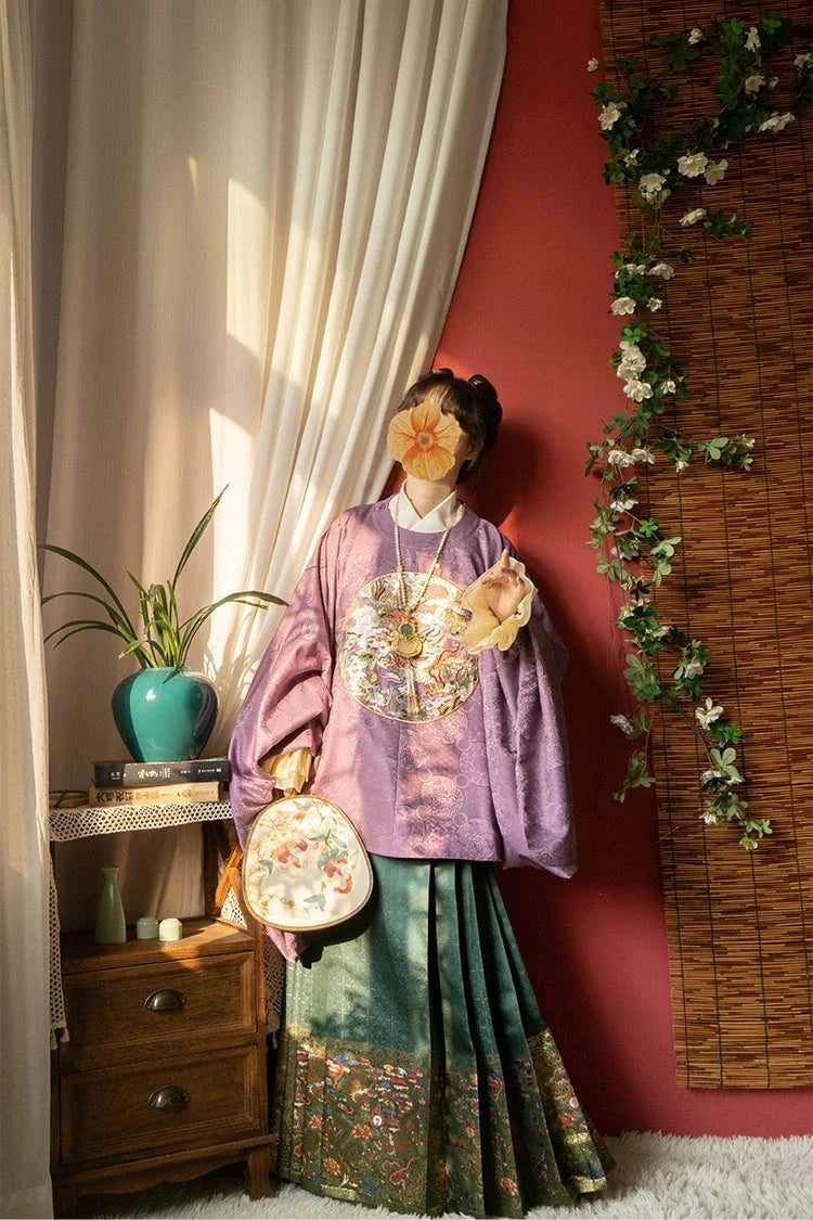 芍藥與龍 明制繡花圓領襖衫