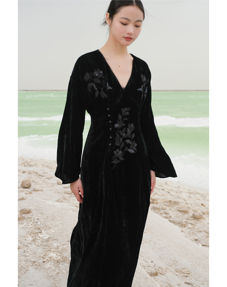 Ci Xiu 刺绣 Osmanthus Stickerei Samtkleid im neuen chinesischen Stil