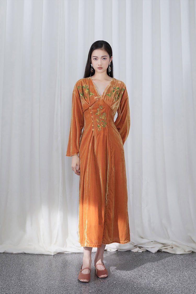 Ci Xiu 刺绣 Osmanthus Stickerei Samtkleid im neuen chinesischen Stil