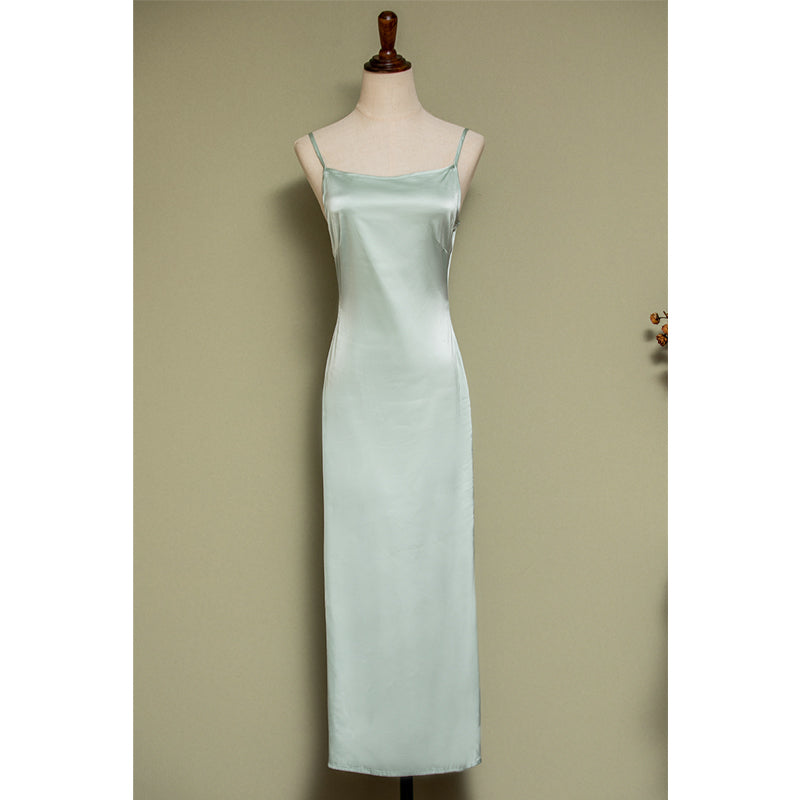 Satin Chiffon 缎面雪纺 Qipao Slip Dress Various Color Undergarments